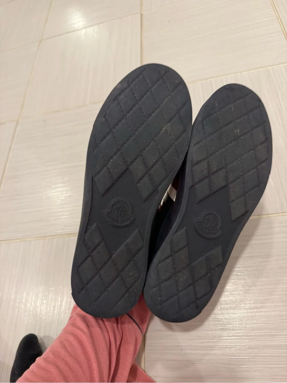 Moncler Navy Suede Sneakers with Tricolor Stripe